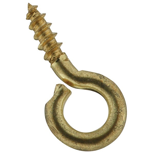 National Hardware N118-653 Screw Eye, #216-1/2, 0.062 in Dia Wire, 0.19 in L Thread, 17/32 in OAL, Brass 118653